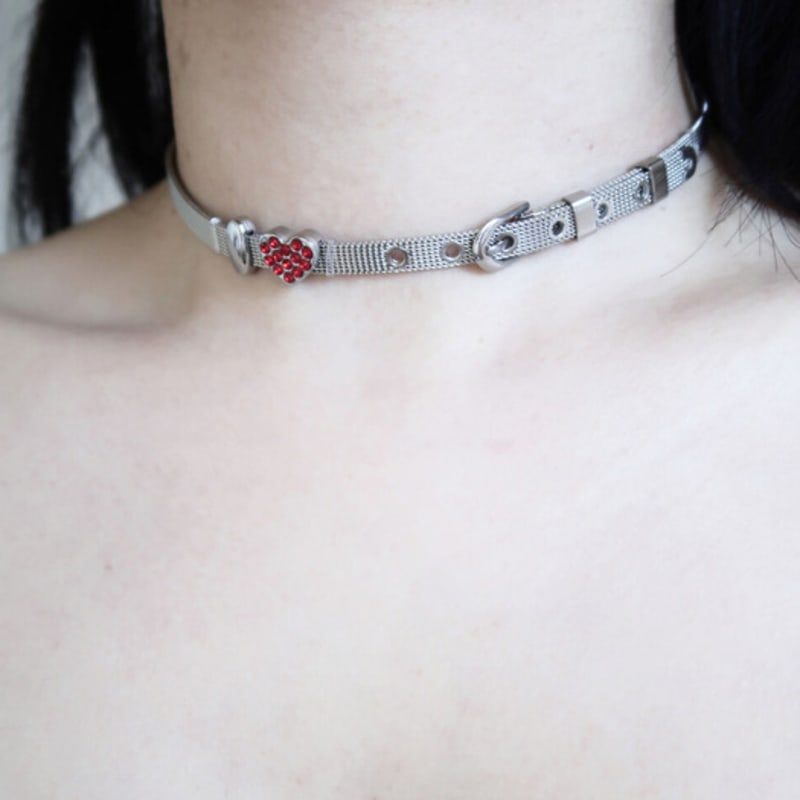 821WEBSERVICE I LOVE 2way Choker (silver)
