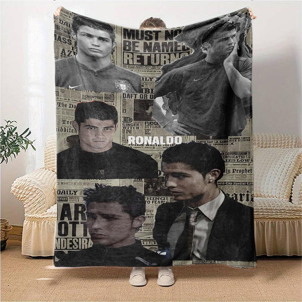 Ronaldos Legacy Lights bedruckte Flanelldecke, atmungsaktiv und warm, ein stilvolles Geschenk für Zuhause, geeignet für den Gebrauch zu Hause, im Büro und als Tagesdecke. 0713a5