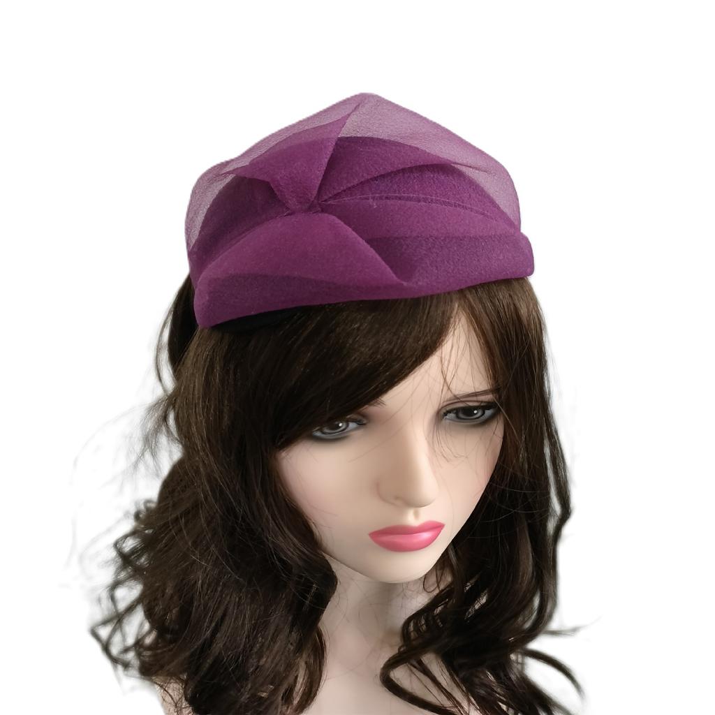 Tulle Ruffle Headband Crape Half Hat for Women Girl Aesthetic French Fascinator Hairhoop for Evening Party Hair Styling