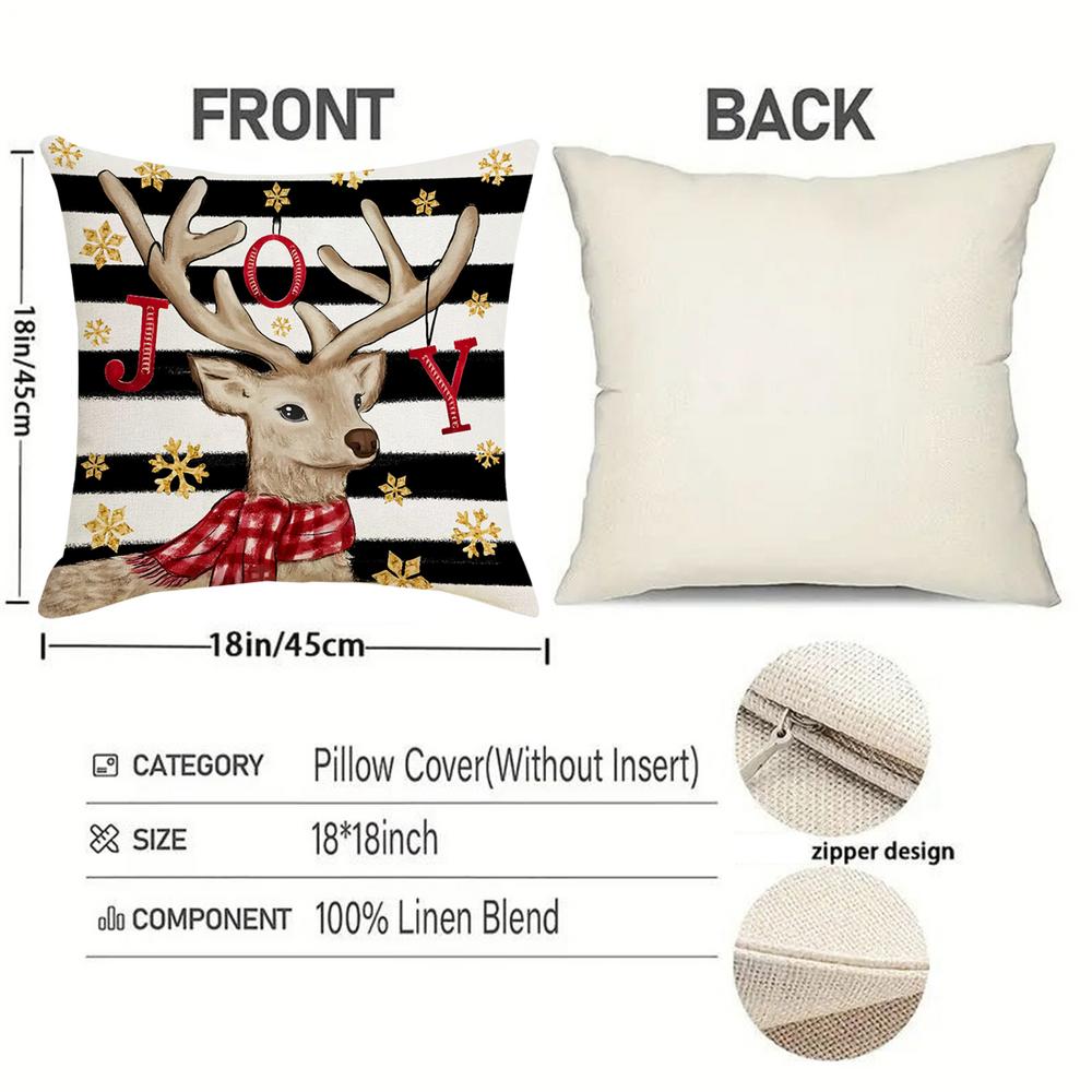 Christmas Reindeer Pillow Cover Christmas Throw Pillow Cover Cushion Soft Case Seasonal Decor Elk Snowman Christmas Tree Pillow