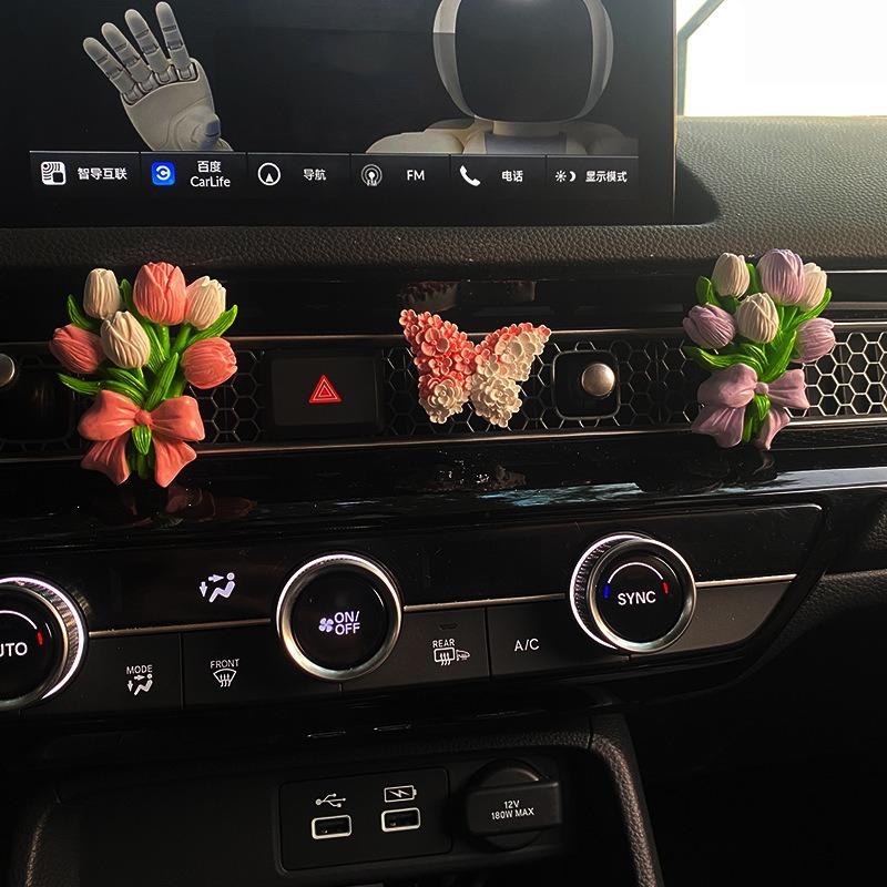 Creative Hydrangea Tulip Car Air Freshener Car Perfume Clip Peach Blossom Aroma Diffuser Car Air Outlet Fragrance Decoration