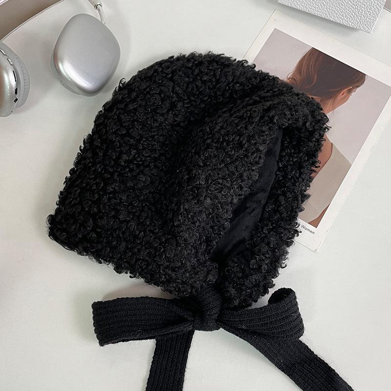 Hat Women's Winter Large Head Circumference High end Balaclava Warm Ear Protection Knitted Hat Showing Face Small Woolen Hat