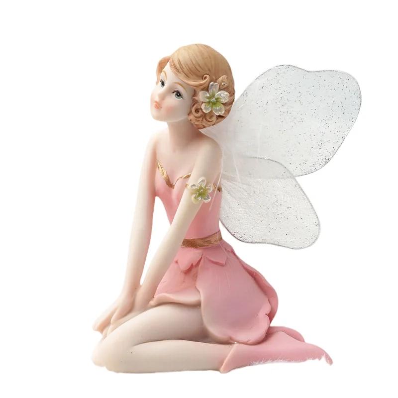 Pink Feather Angel Decoration Beauty Home Decoration Doll Gift Fairy Garden Miniatures Home Decoration Accessories Cute Figurine