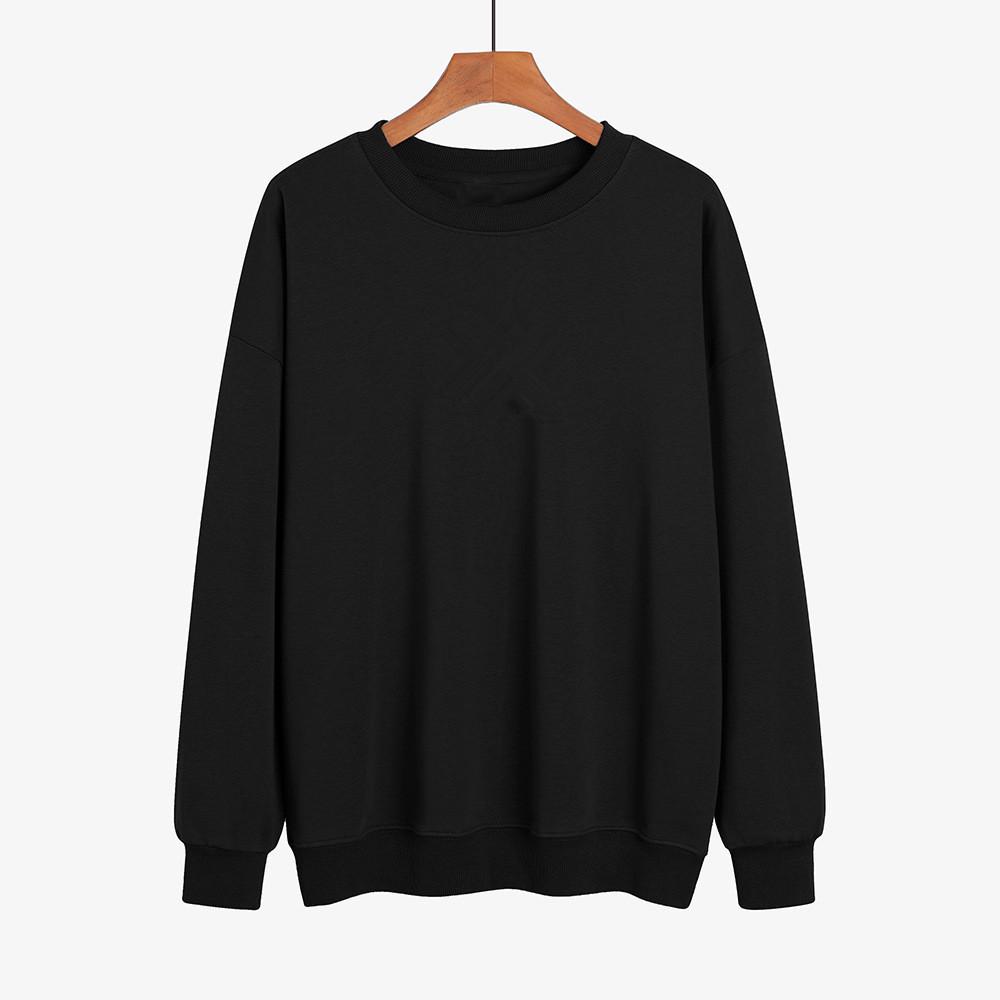 Women's 2023 Autumn/Winter Loose Fit Plus Velvet Round Neck Solid Color Hoodie