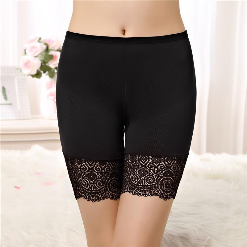Bezešvé spodní prádlo šortky Ženy Měkká Bavlna Bezpečnostní Krátké Kalhoty Dámské Sexy Krajka Černé Boxerky Ženy Nadměrná velikost BoyShort Kalhotky