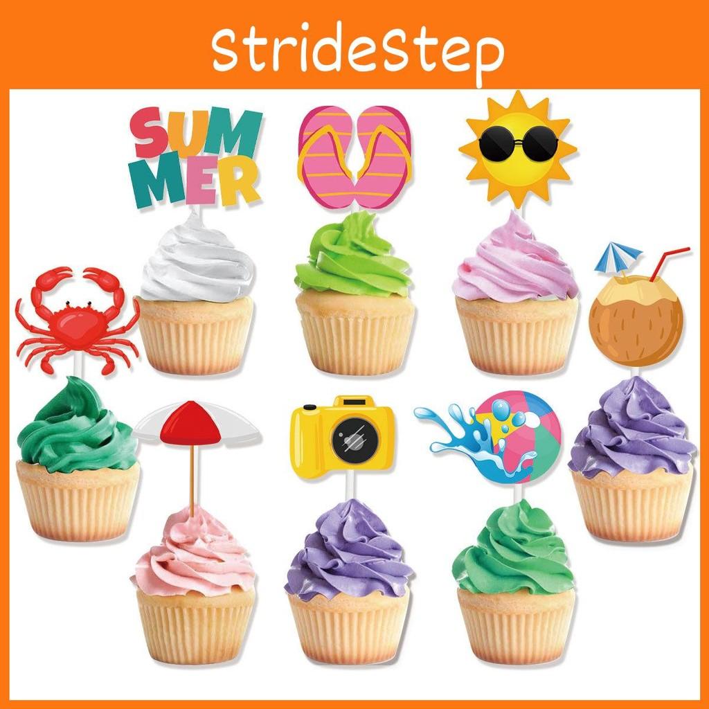 Party Summer Cake Toppers With Paper Flag Inserts Kids Birthday Prop Festival