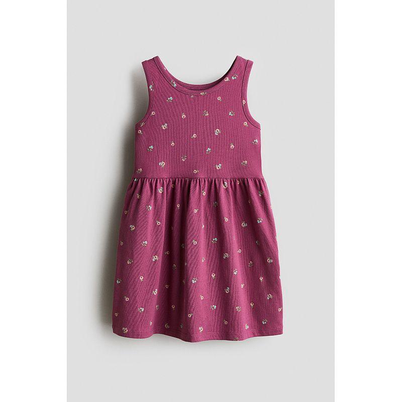 

HM Children s Clothing Girl Skirt 2025 Summer New Arrival Western Style Sleeveless Cute Print Cotton Dress 1157735 Dark pink/Florals 130/64