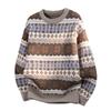 Unisex Knit Sweater Round Neck Long Sleeve Thick Casual Pullover Youth Loose Fit Rabbit Hair Blend