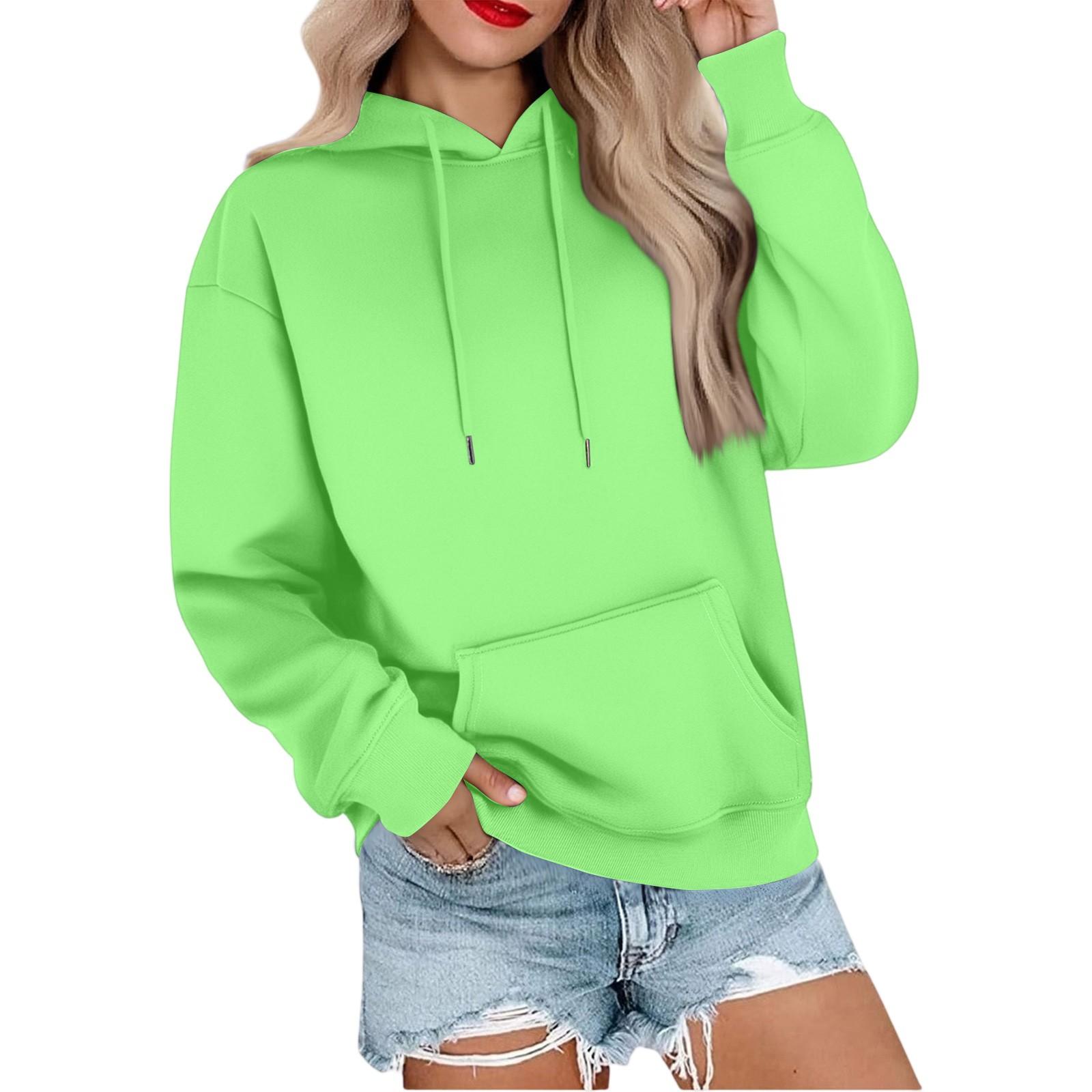 

Женская повседневная свободная спортивная толстовка с капюшоном и рукавами реглан из гладкой ткани L зелёный
