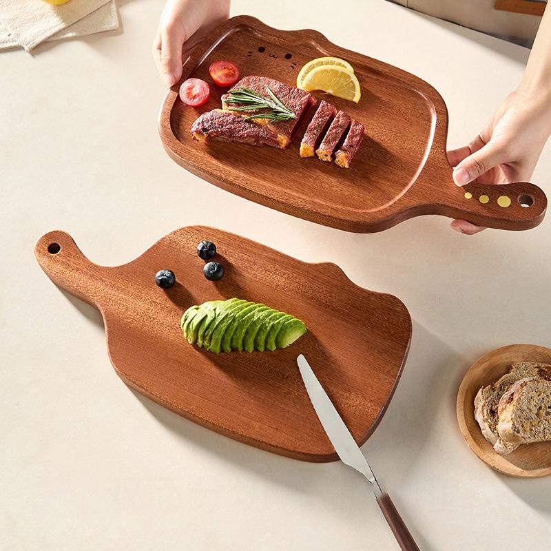 Cat Sandalwood Steak Cutting Board Steak Board Wooden Pizza Tray Solid Wood Bread Cutting Board Home Restaurant Wooden Tray
