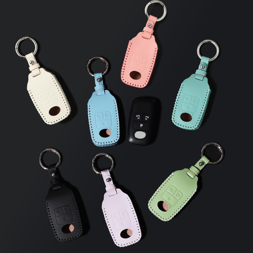 LiLiE Toyota Rumi Daihatsu Move Canvas Tanto Custom Tall Atley Genuine Leather Smart Key Case, Pink