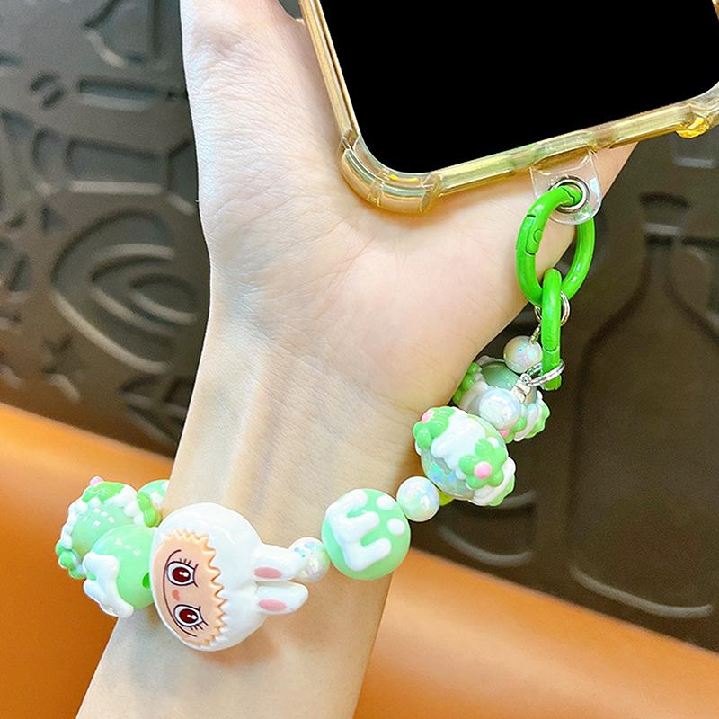 1Pc Backpack Accessories Labubu Phone Pendant Anime Beaded Phone Case Chain Keychain Camera Decoration Gift