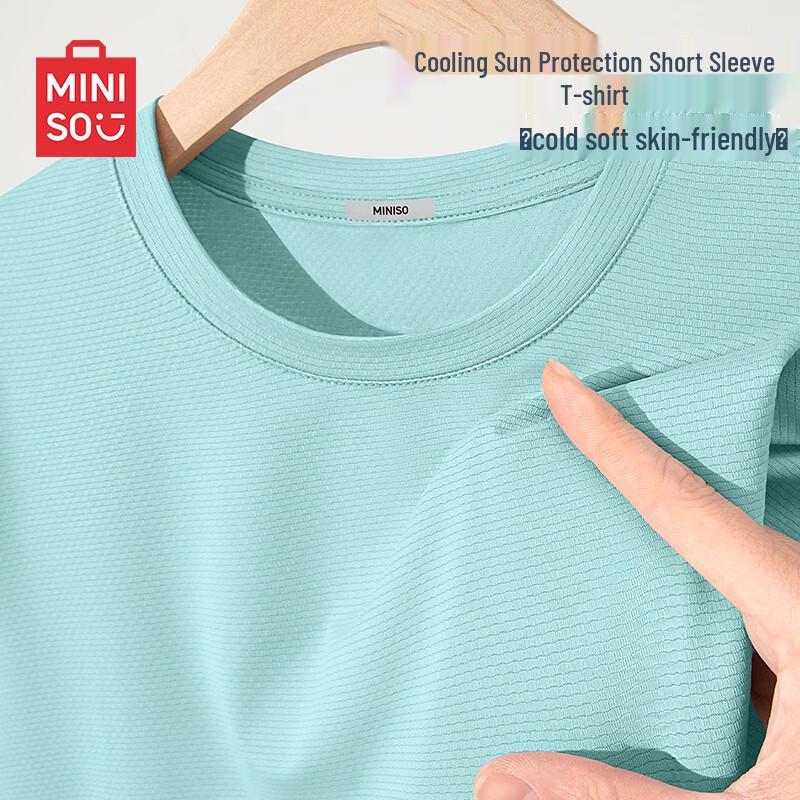 MINISO Herren Eisseiden Kühlendes Sonnenschutz-T-Shirt