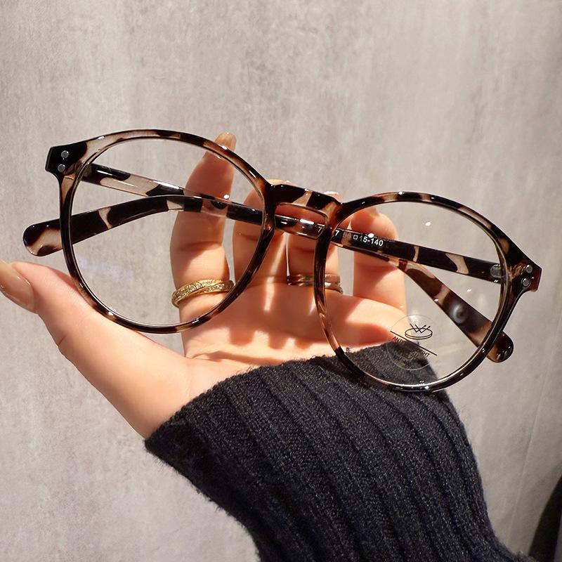 Anti-blue glasses frame men's and women's retro myopia glasses student fashion glasses hair flat glasses