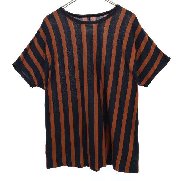 

SHAREEF сделано в Японии полосатая футболка с коротким рукавом 1 Черный x чай Мужская Б/У