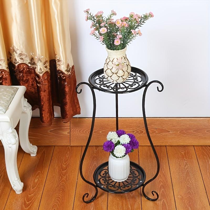 1pc Rack Indoor And Outdoor Simple European Double-layer Flower Rack Flower Pot Living Room Multi-layer Floor-to-ceiling Rack