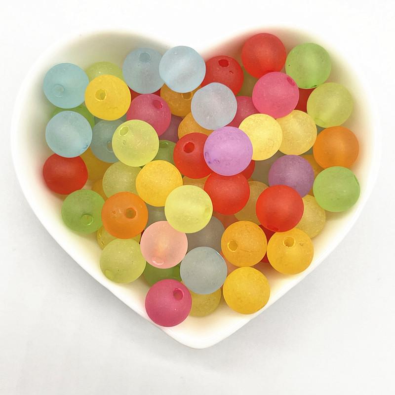 6mm 8mm 10mm 12mm Round Matting Acrylic Beads Loose Spacer Beads for Jewelry Making DIY Handmade Accessories