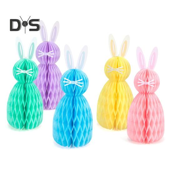 

5 шт. пасхальные подвесные украшения в виде сот 3D-бумажный кролик-украшение в виде сот для пасхального центрального элемента домашнего декора 5pcs