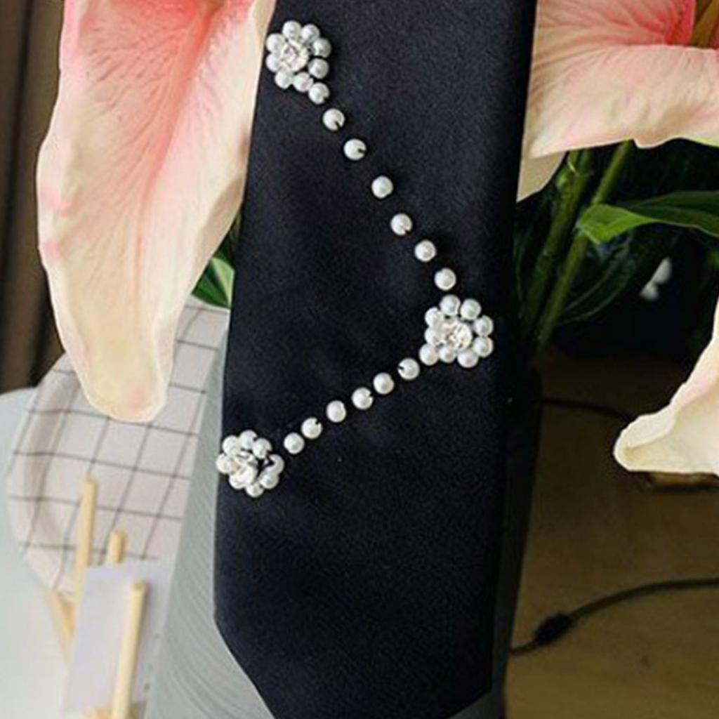 Pearl Decor Neck Ties Pre Tied Professional Formal Shirt Convenient Lazy Person Tie Ladies Business Meetings Formal Tie