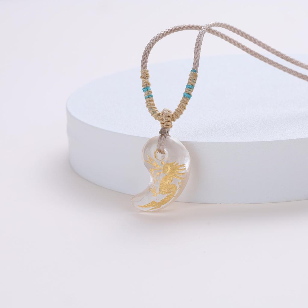 Crystal Dragon Carving Purification and Good Fortune Amulet Magatama Power Stone Adjustable [KOAI] Necklace, Length, Women's