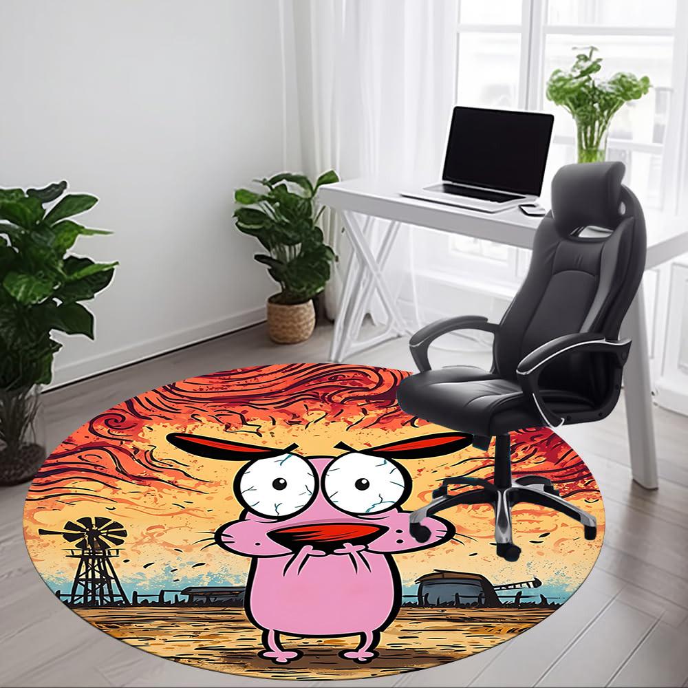 1pc COURAGE The Cowardly Dog Office Round Area Rug, Under Office Chairs Bedroom Living Room Home Decor, Room Decoa1016125