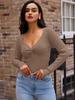 Autumn Winter Women's Cross Front Long Sleeve Elegant Knit Sweater Luxurious Relaxed-fit Slimming and Versatile Top