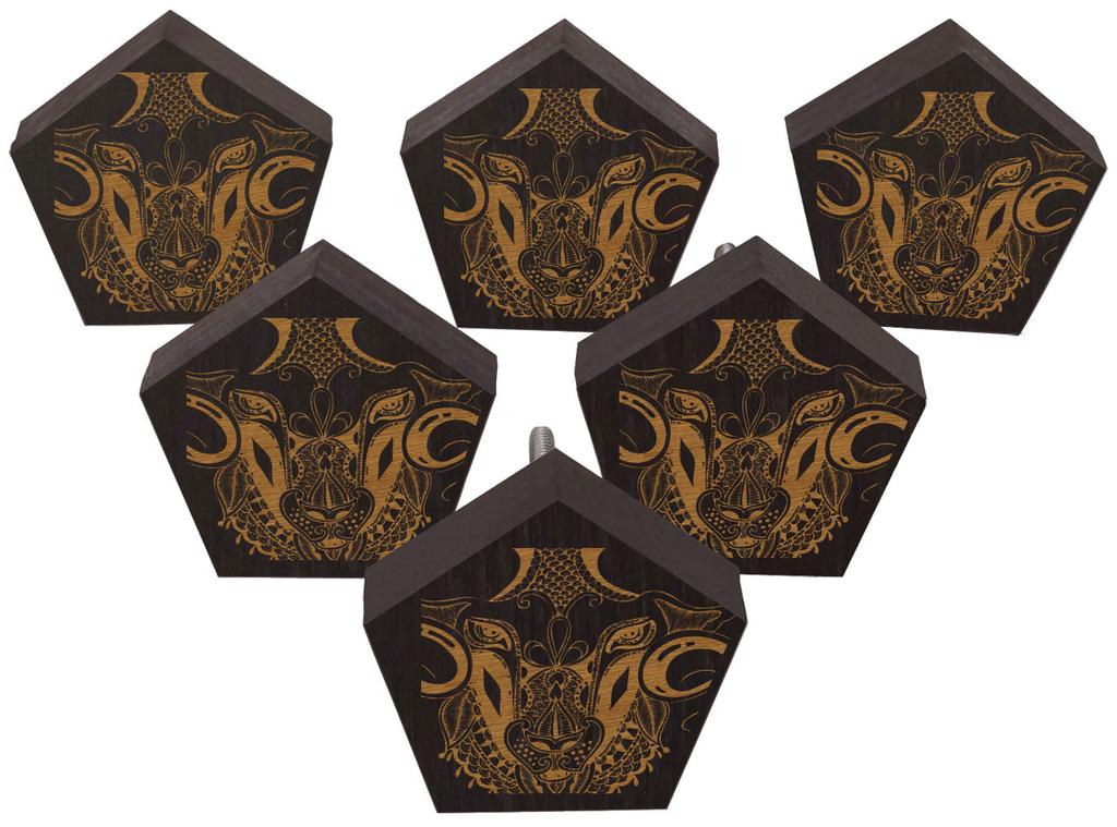 IBA Indianbeautifulart Brown Engraved Knobs Furniture Knobs Cabinet Drawer Pull Pack