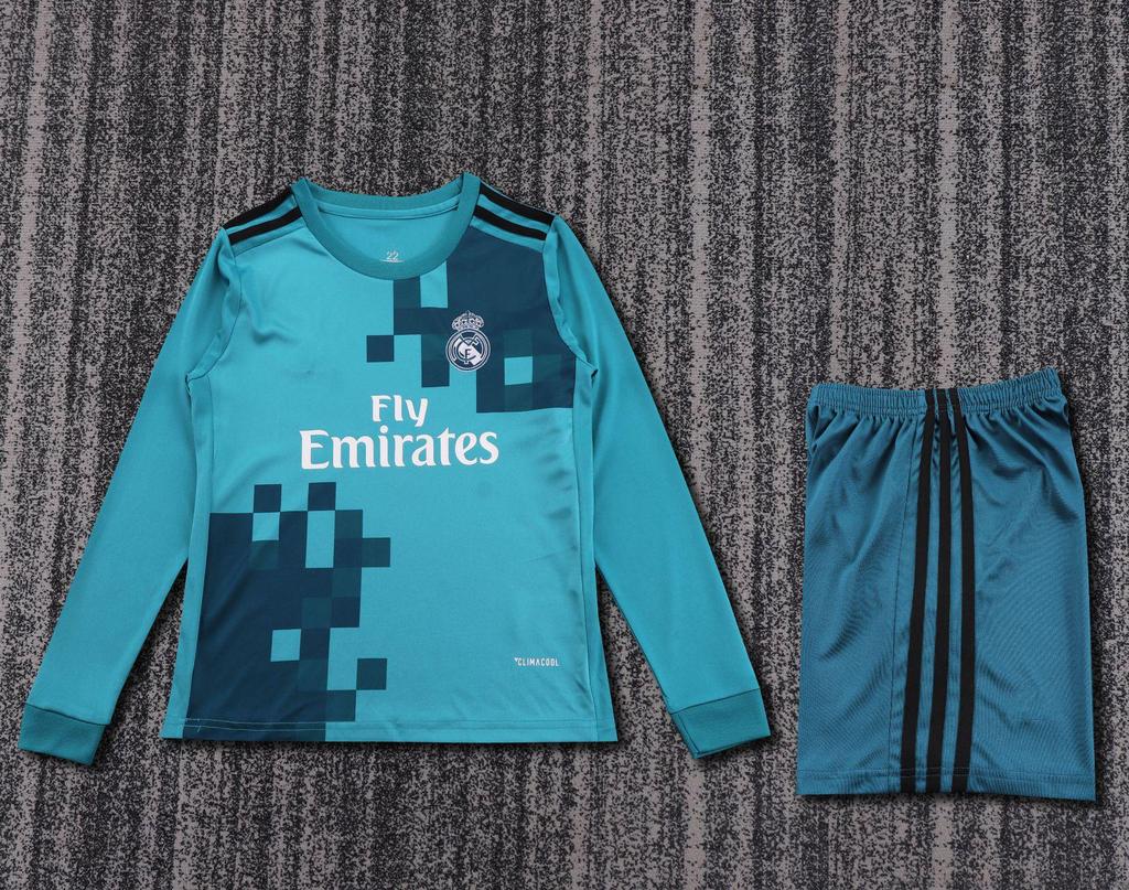 Kinder Vintage Langarm Fußballtrikot: Brasilien, Manchester United, Real Madrid & Barcelona Designs