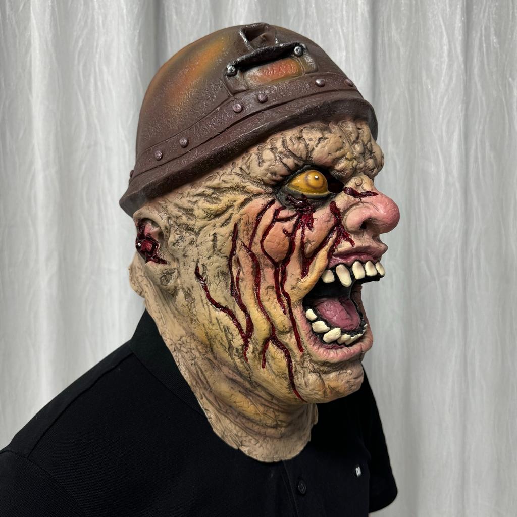 Bloody Miner Zombie Latex Full Head Mask Helmet Halloween Cosplay Props Haunted House Carnival Masquerade Horror Party Decor
