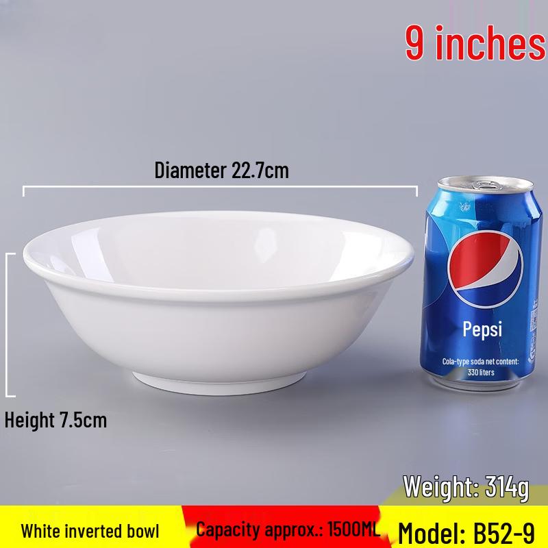 Melamine 9-inch White Soup Noodle Bowls - 10-Pack