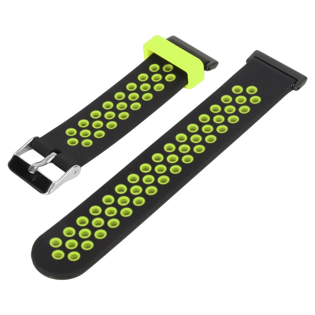 Smartwatch Strap Silicone Sweat Proof Breathable Adjustable Wrist Band for Watch Fit 2 Black and Green