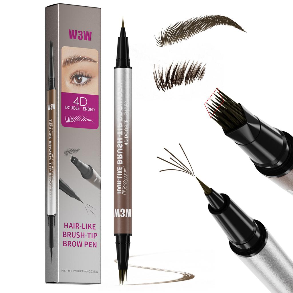 W3W Eyebrow Pencil Waterproof And Non-Smudging 4D Micro-Engraving Double-Headed Eyebrow Pencil Eyeliner 2In1 Liquid Eyebrow Pencil