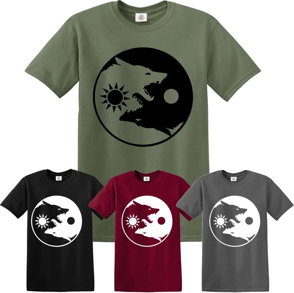 Sun moon yin yang wolf viking celtic tshirt norse thor odin tribal tshirt top 2XL