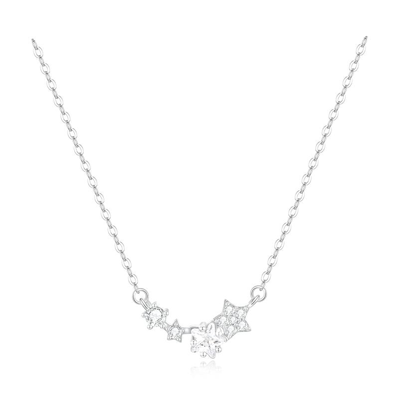 Barbie crystal necklace Wishing star five-pointed star sparkling meteor pendant, sweet and high-end clavicle chain, niche Korean exquisite TX2401057A белый