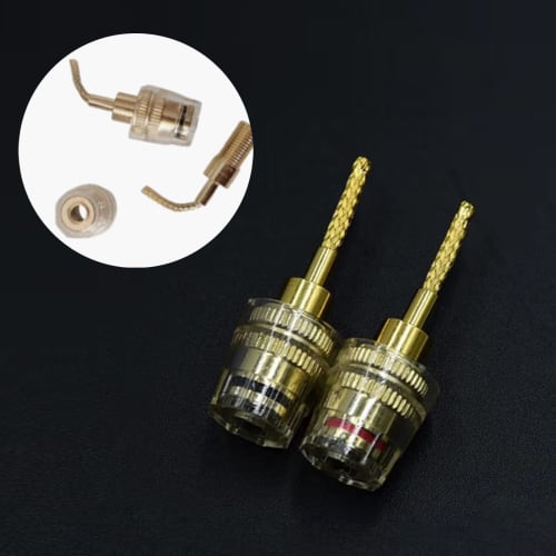 YFFSFDC Banana Plug Conversion Connectors To 4mm Speaker Cable Connectors, Audio Jack Connectors for Speaker Cables (2 Pairs)