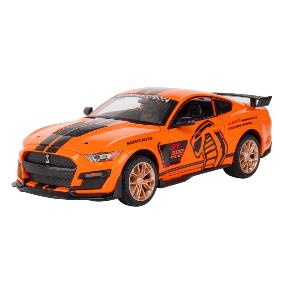 

1/24 Ford Mustang Shelby GT500 литой спортивный автомобиль модель игрушечная модель автомобиля литая металлическая модель с высокой имитацией звука и света детский подарок оранжевый