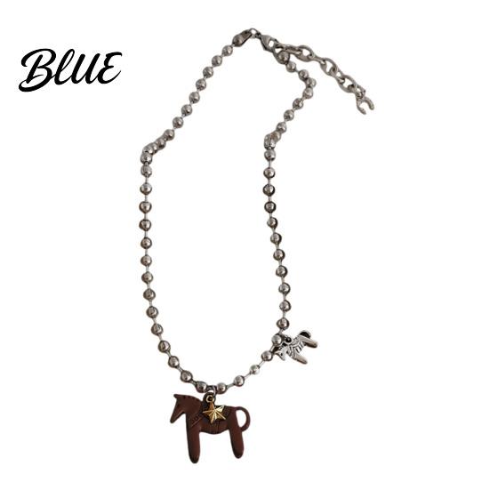 Horse Lover Gift Coated Pendant Necklace Bright Color Cute Charm