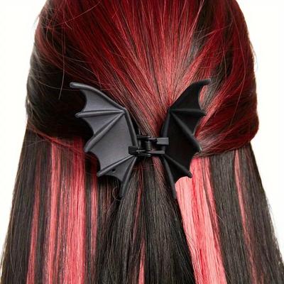 1/3pcs Gothic Bat Shark Hair Clip Punk Black Wings Hairpiece for Halloween Theme Party Ponytail Holder Claw Clips Hair Accessory