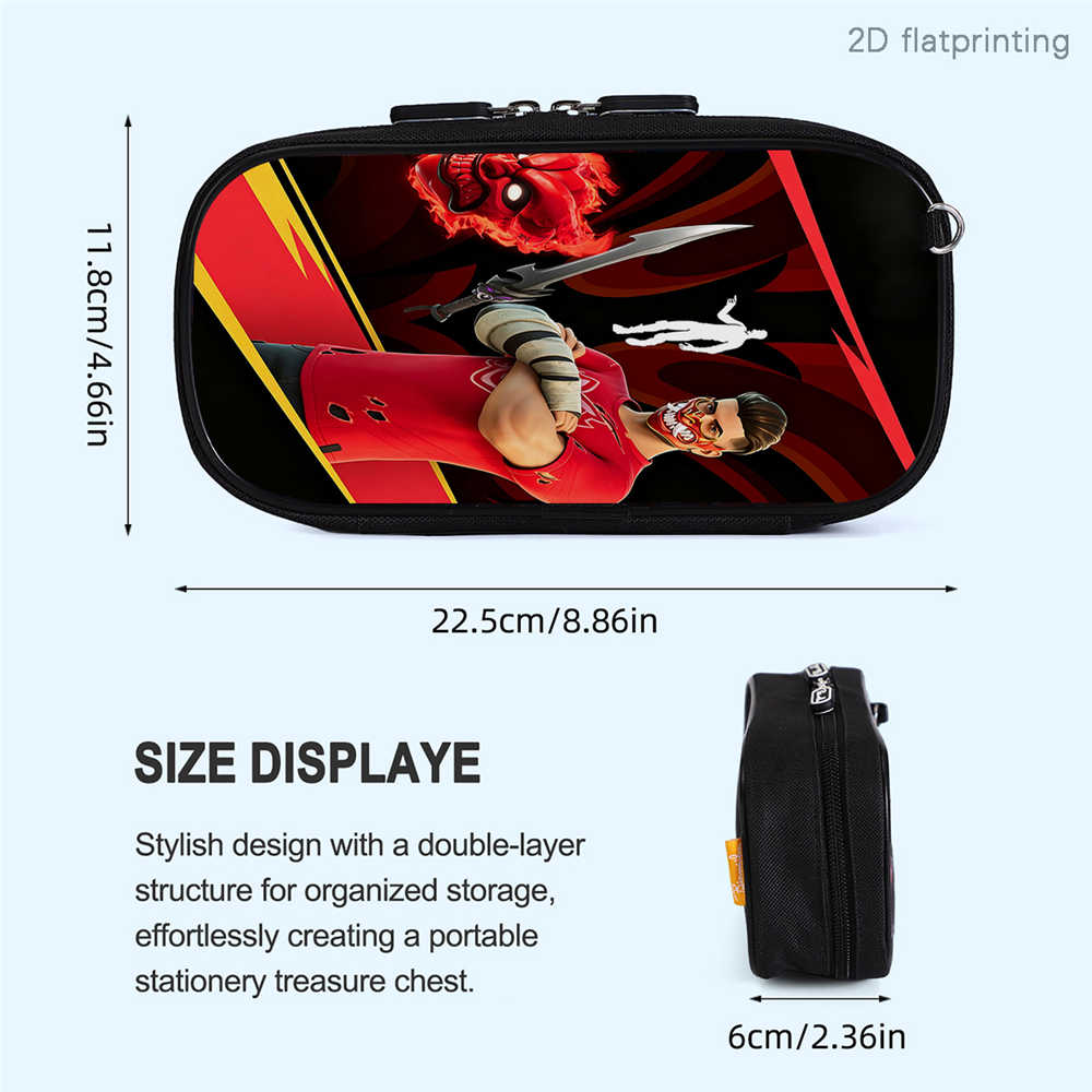 Fortnite Cartoon Lightweight Multi-Function Pencil Pouch, Unisex Kids Aged 6-14 Light Portable Student Stationery Storage Case