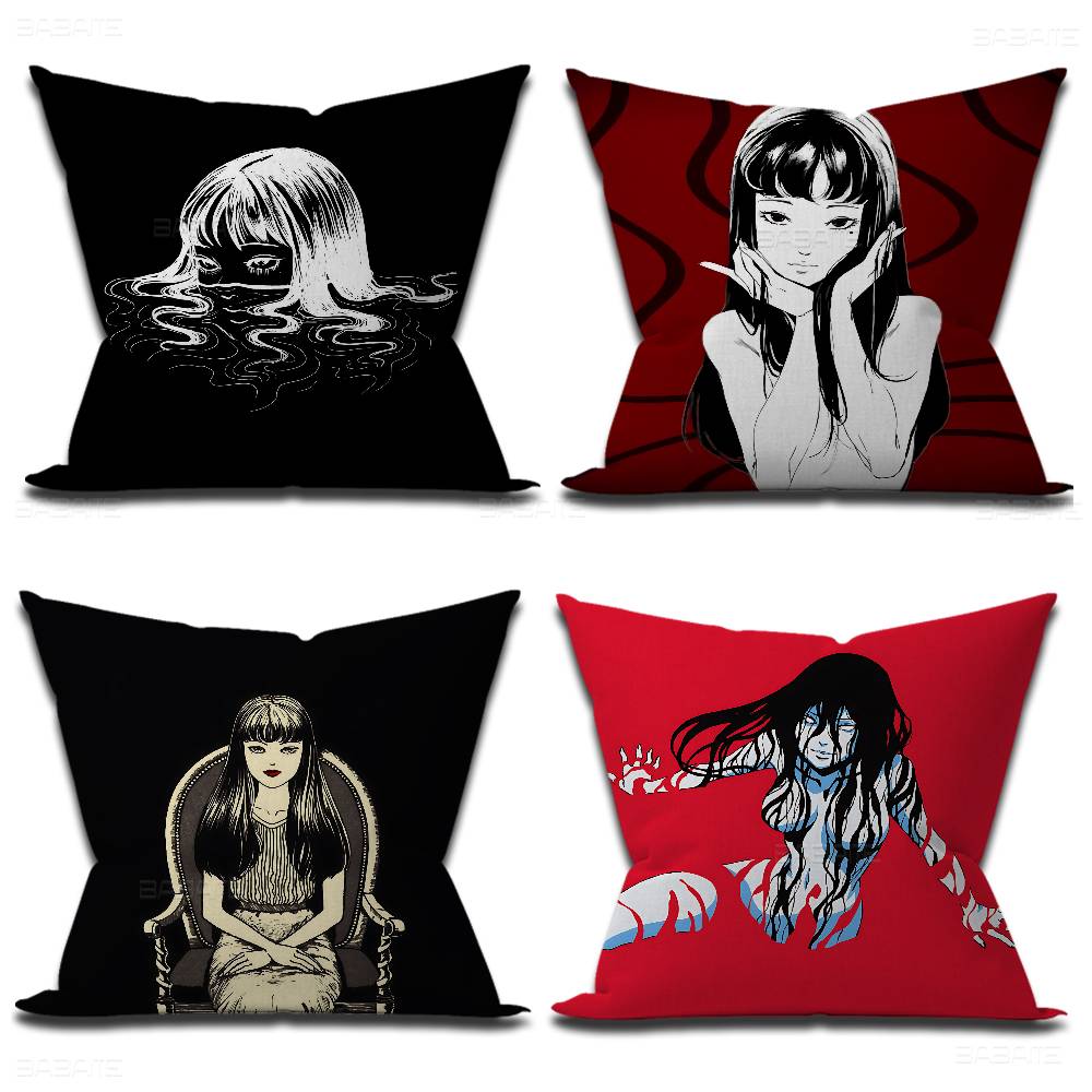 Junji Ito Kawakami Tomie Cushion Cover Polyester Sofa Cushions Decorative Throw Pillows Home Decoration Pillowcover