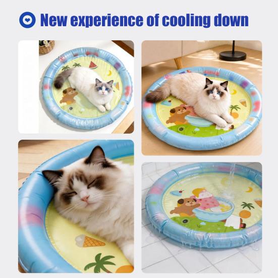 Pet Cooling Water Pad, Waterproof Inflatable Water Mattress, with Heightened Pillow And Large Space Sensory Mat, for Cats And Dogs Summer