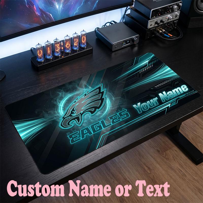 Philadelphia Eagles Benutzerdefinierter Name Text Mauspads, Große Schreibtisch-Mausmatte Personalisierte Home-Office-Geschenk