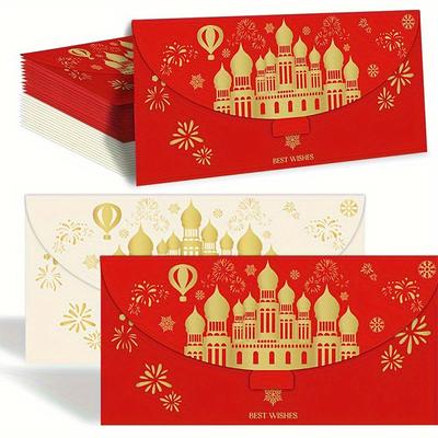 Wedding Gift Envelope Pack of 10, Christmas Gift/Currency Envelope 7.1 × 3.5 Inches, Gold Foil Design Gift Envelope