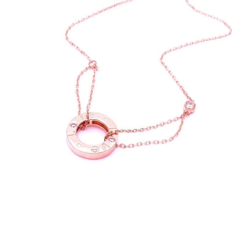 Purple Gold Round Cake Necklace Women'S Exquisite Rose Gold Plated Necklace Fashion Temperament Collarbone Chain