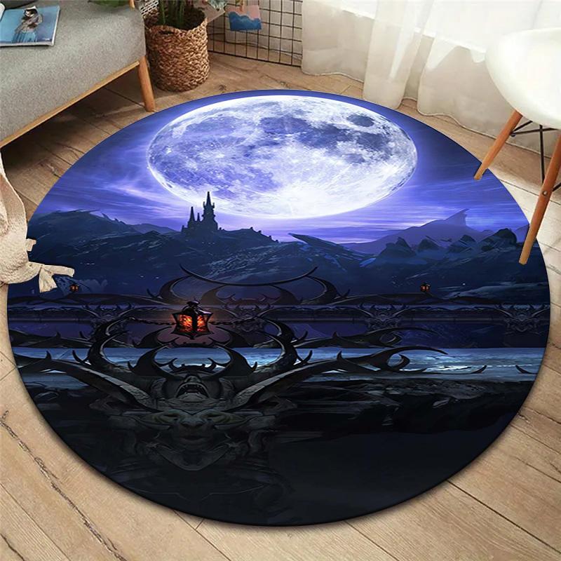 Vortex Crossing Gate Round Area Rug,Carpet Rug for Living Room Bedroom Sofa Playroom Decor,Non-slip Floor Mat
