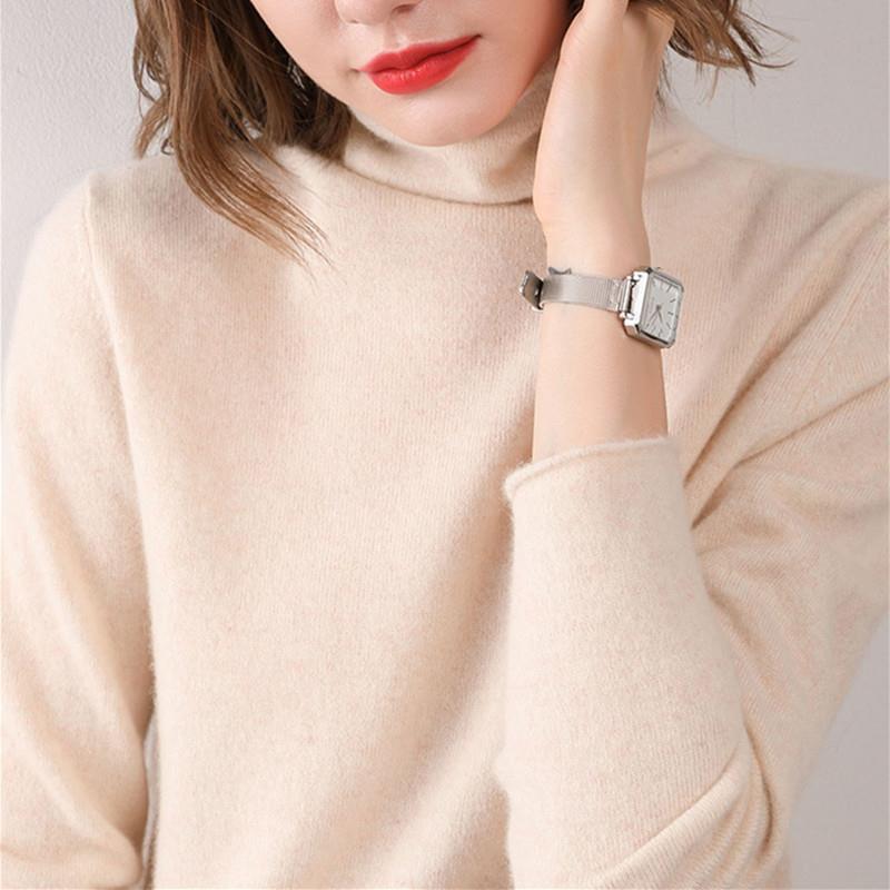 Autumn/Winter 100% Wool Slim-Fit High Neck Knit Sweater