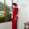 Cheongsam New Chinese 1011 Red Improved Young Republic of China Style Acetic Acid Embroidered Long Dress Double Layer