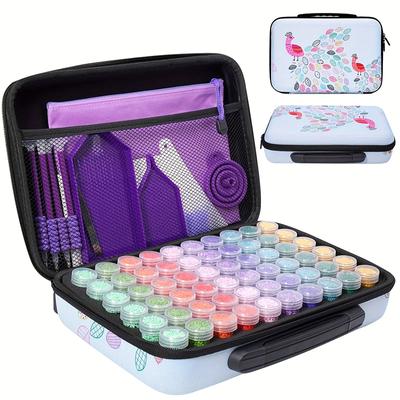 DIY 5D Diamond Painting Peacock Tool Storage Box Suitcase Diamond Painting Accessories Bulk Bag Kit Round Bottle Storage Tool
