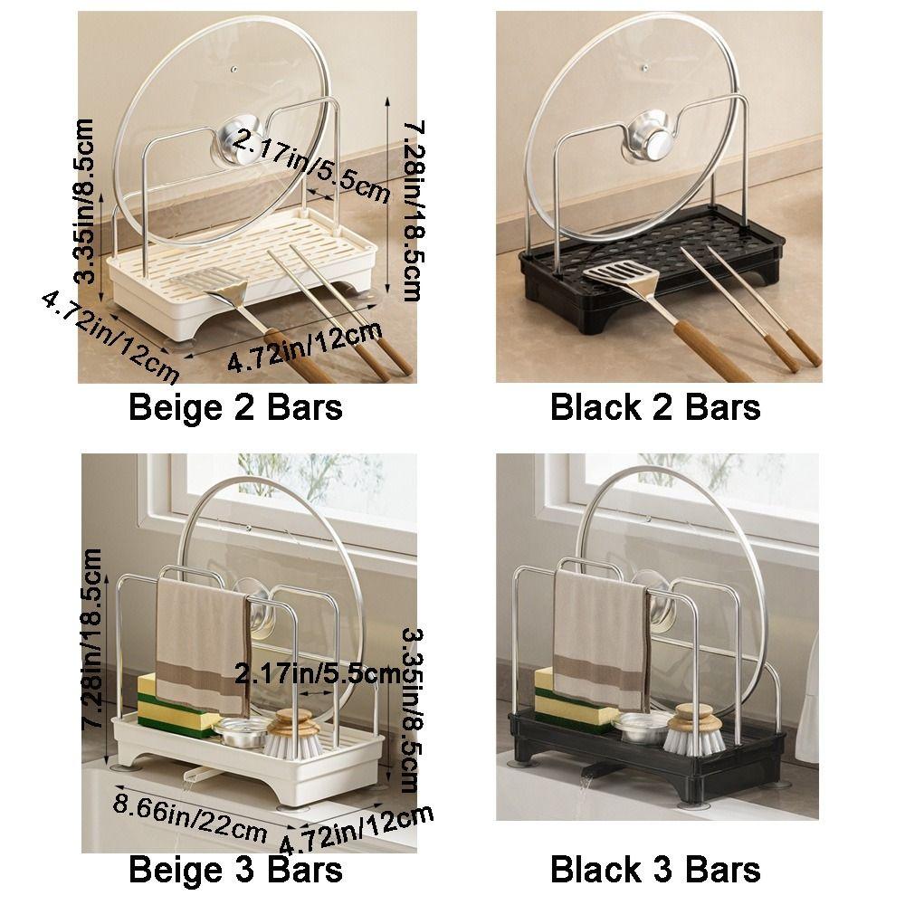 Stable Pot Cover Shelf Stainless Steel Sponge Holder Practical Pot Lid Rack  Counter-top Storage