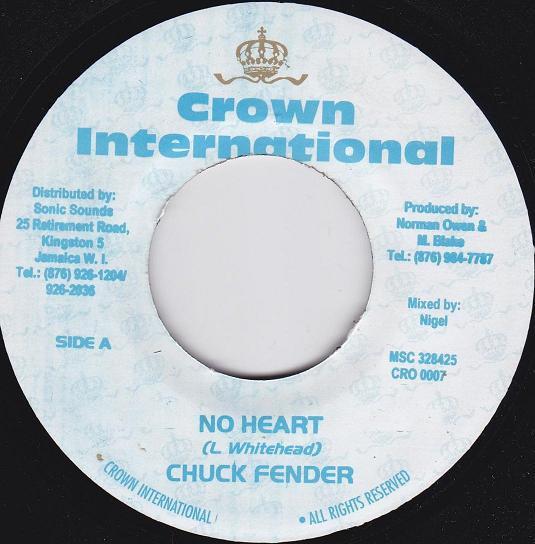 

7-дюймовая пластинка ЧАК ФЕНДЕР / ДЭВИД КОУЛ И СТИВЕН - Нет сердца / Gengae Skank CRO0007 Crown Internati Ямайка Регги, Ска и Даб Б/У